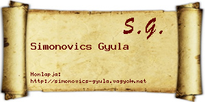 Simonovics Gyula névjegykártya